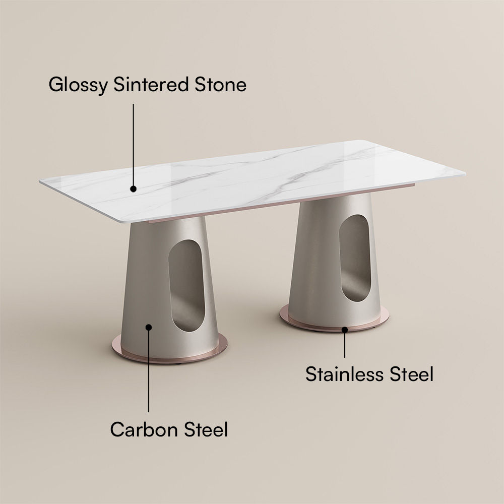 White White Glossy Sintered Stone Dining Tables