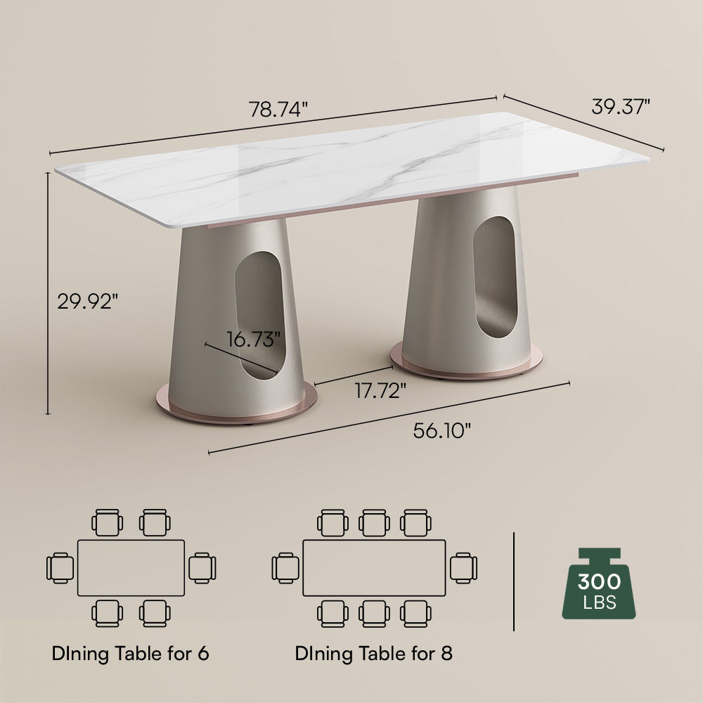 White White Glossy Sintered Stone Dining Tables
