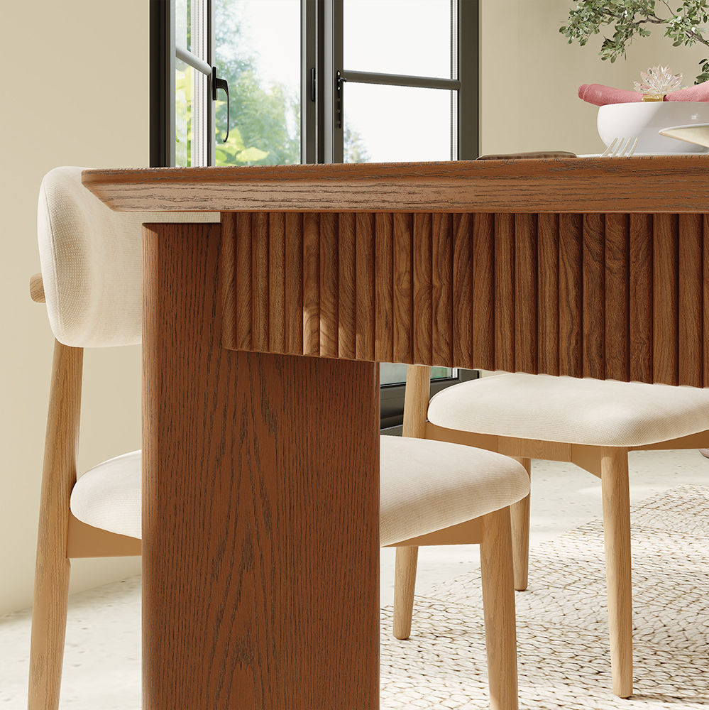Partly Assemble Walnut Color Plywood Dining Tables