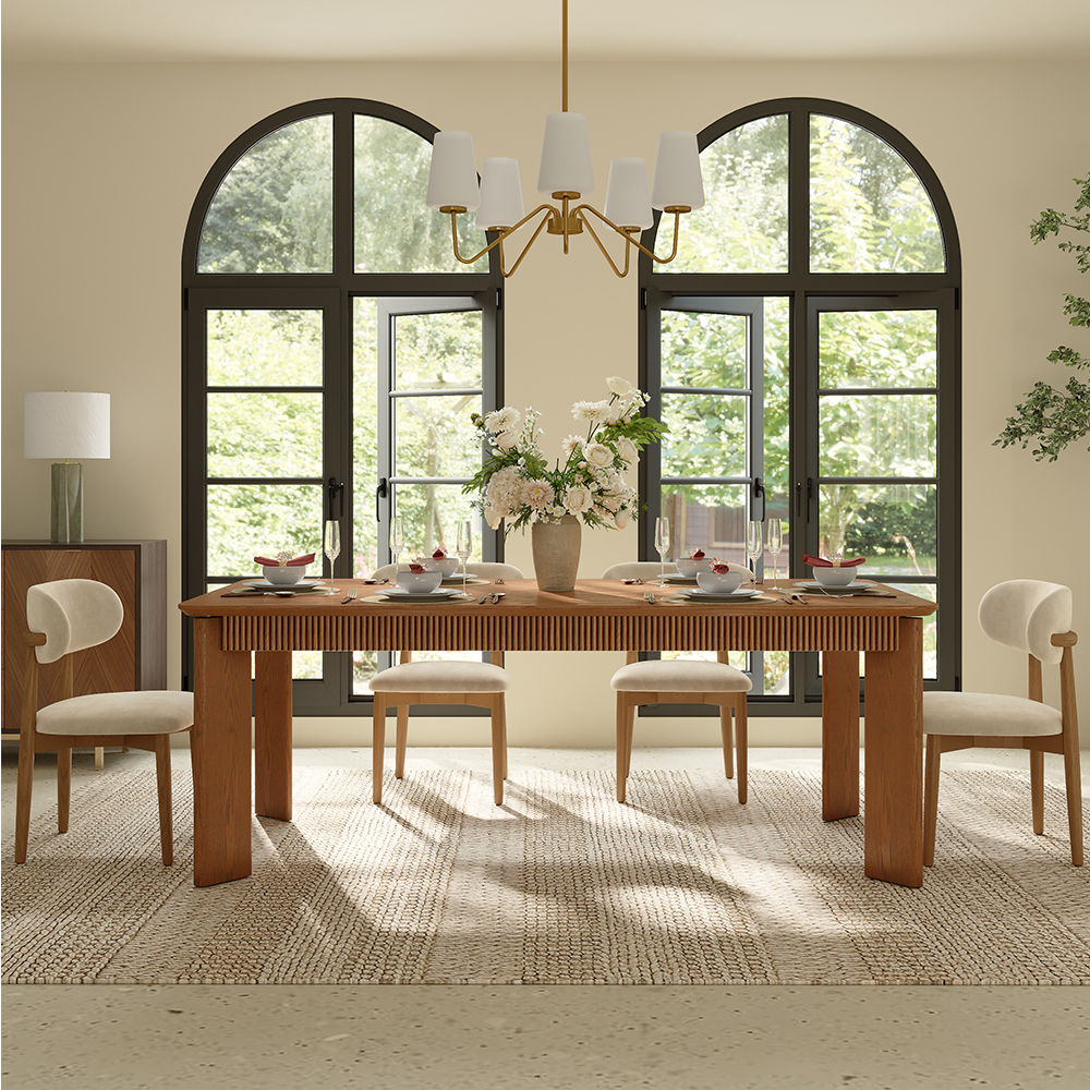 Partly Assemble Walnut Color Plywood Dining Tables