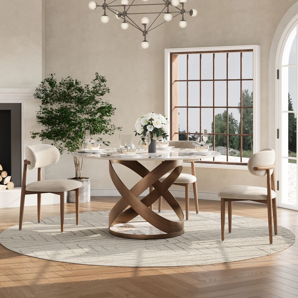 Bronze Pandora Glossy Sintered Stone Dining Tables