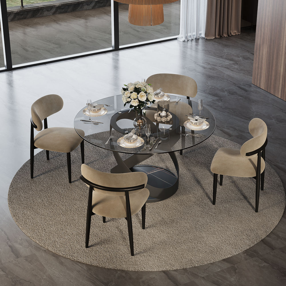 Maxwell Smoked Gray Tempered Glass Dining Tables