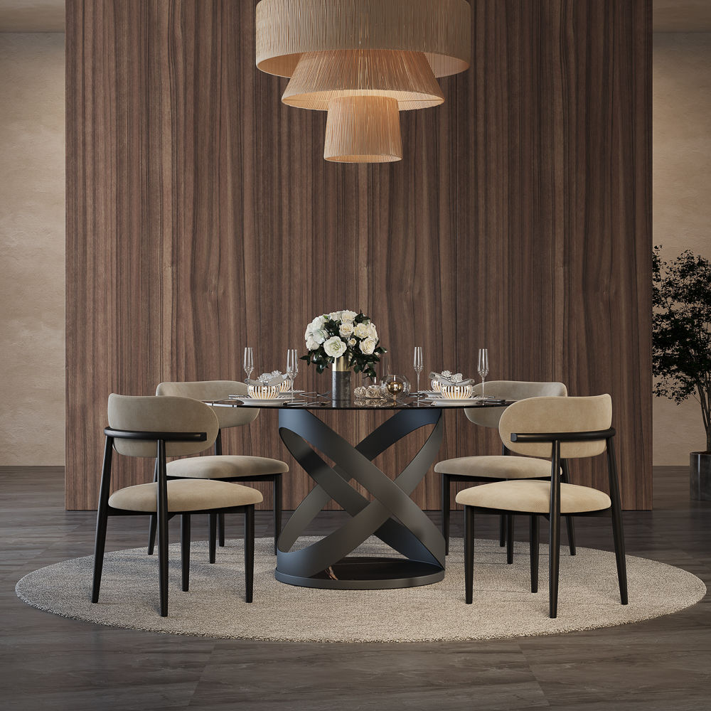 Seats 6 Smoked Gray Tempered Glass Dining Tables