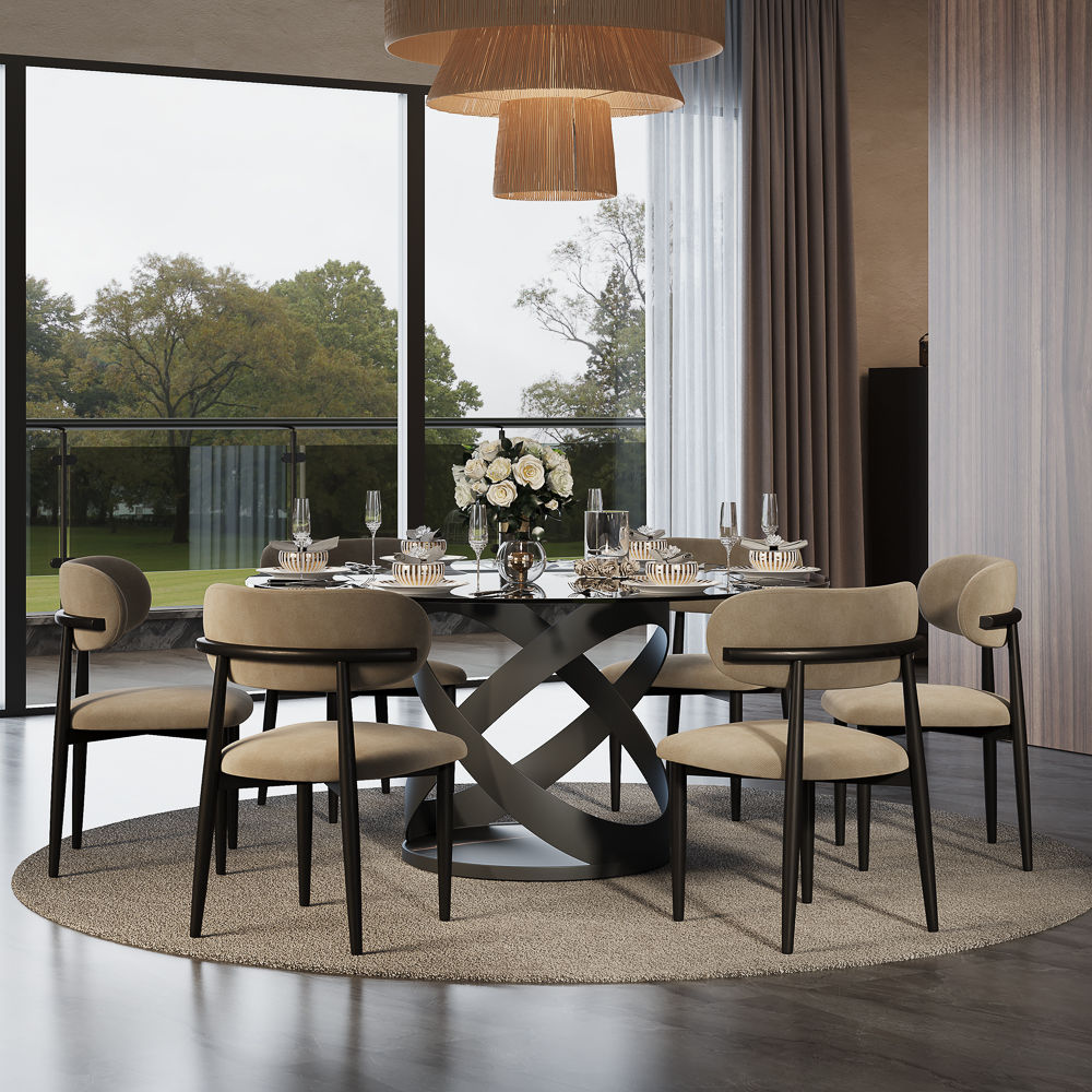 without Lazy Susan Smoked Gray Tempered Glass Dining Tables