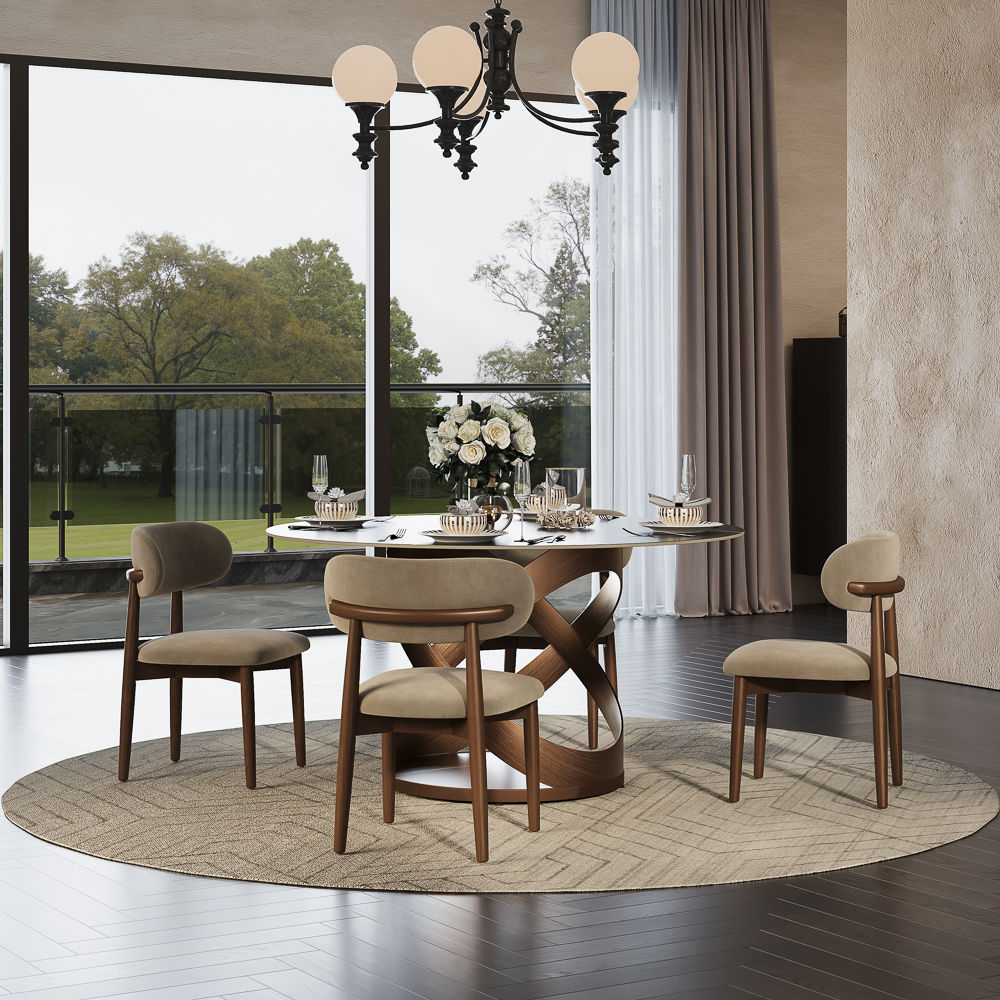 for 4 Black Matte Sintered Stone Dining Tables