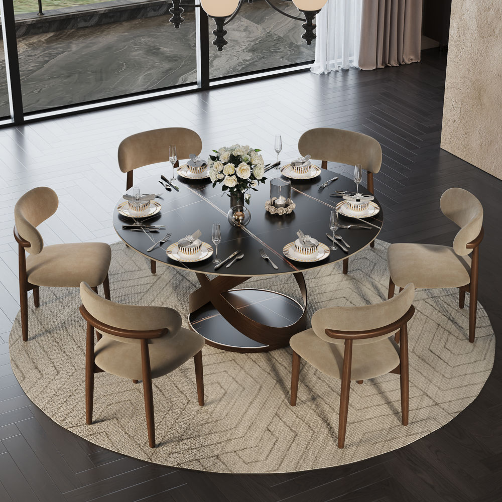 for 4 Black Matte Sintered Stone Dining Tables