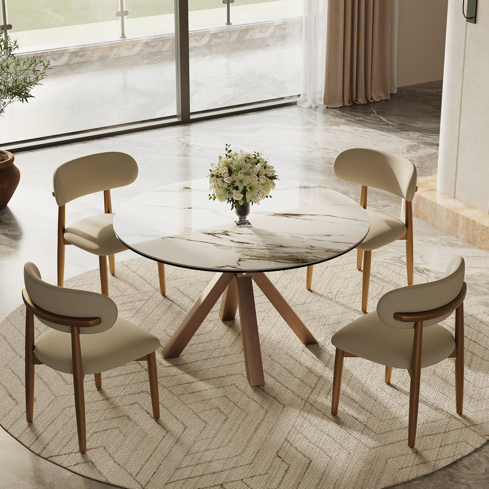 Modern White Glossy Sintered Stone Dining Tables