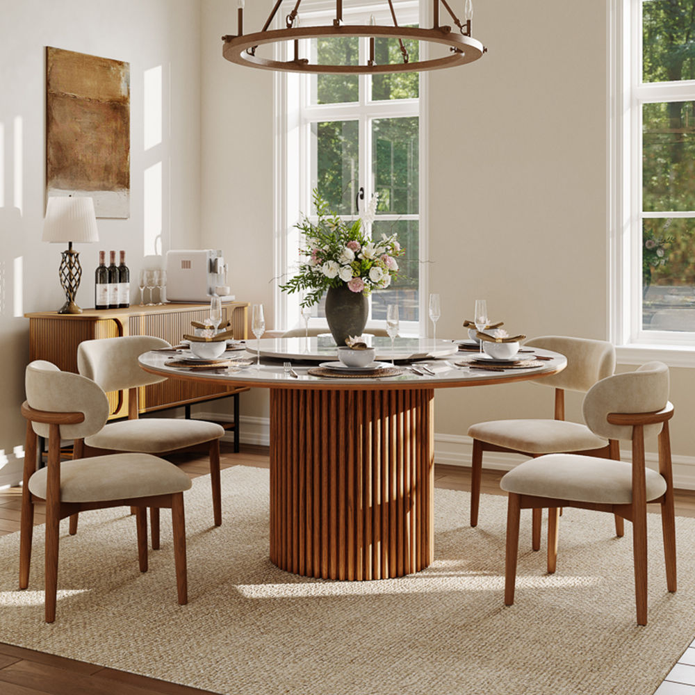 Easy Assembly White Sintered Stone Dining Tables