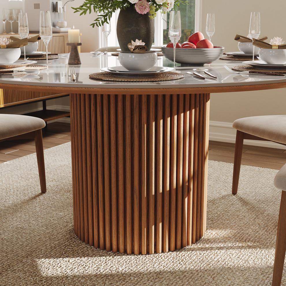 with Lazy Susan White Sintered Stone Dining Tables