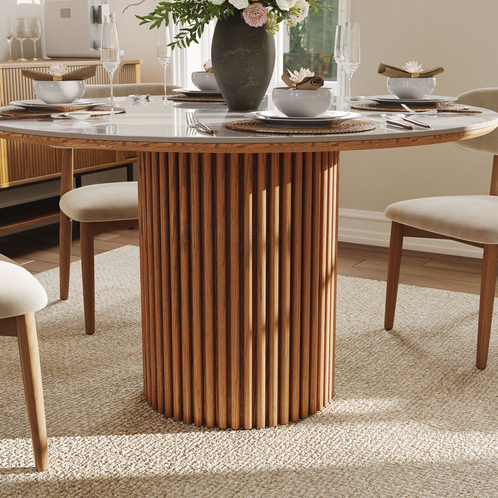 without Lazy Susan White Sintered Stone Dining Tables