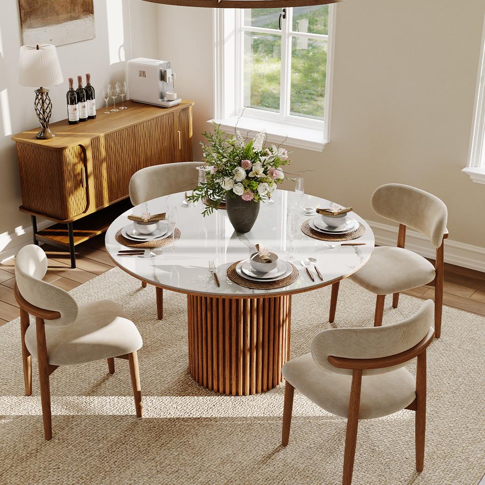 Round White Sintered Stone Dining Tables