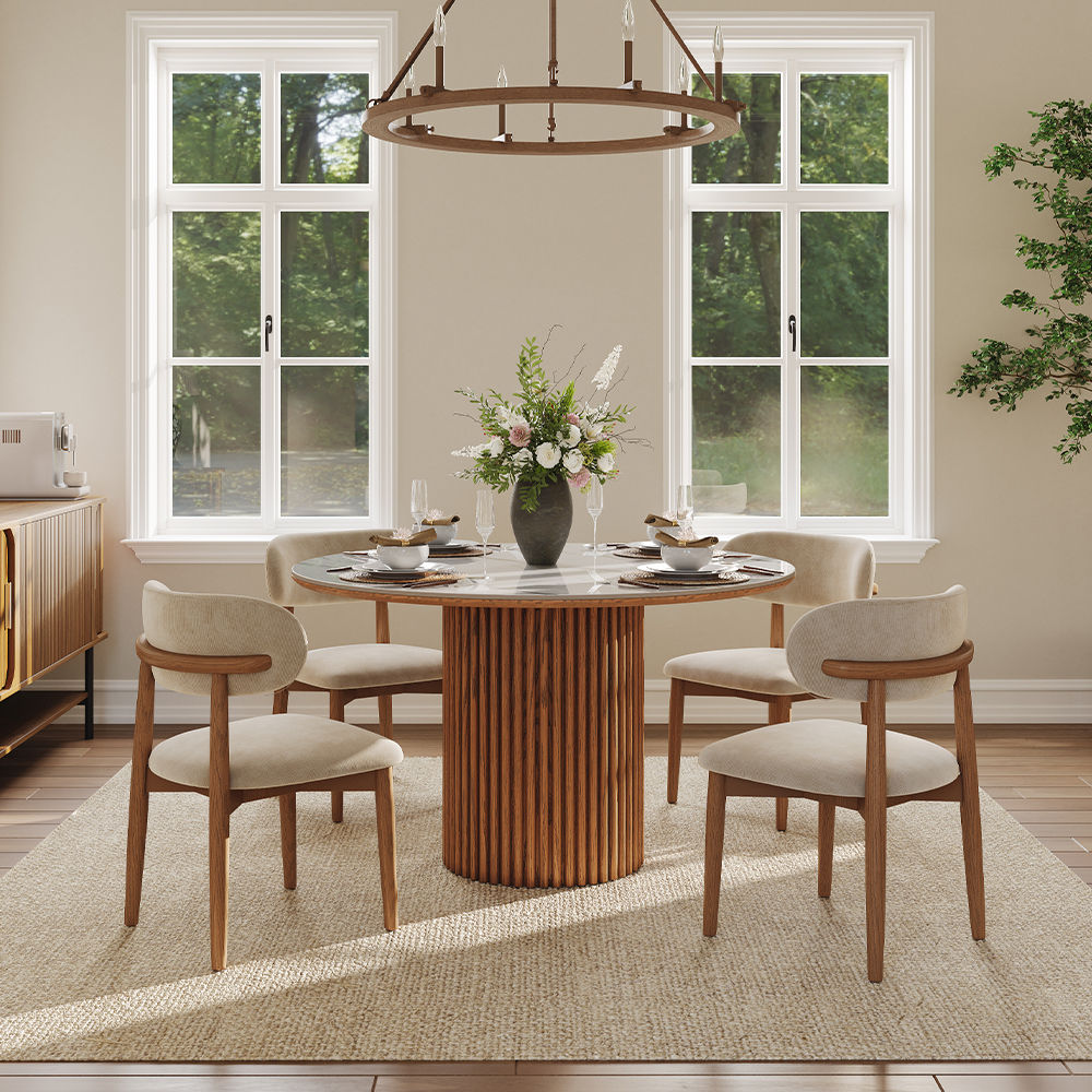 without Lazy Susan White Sintered Stone Dining Tables