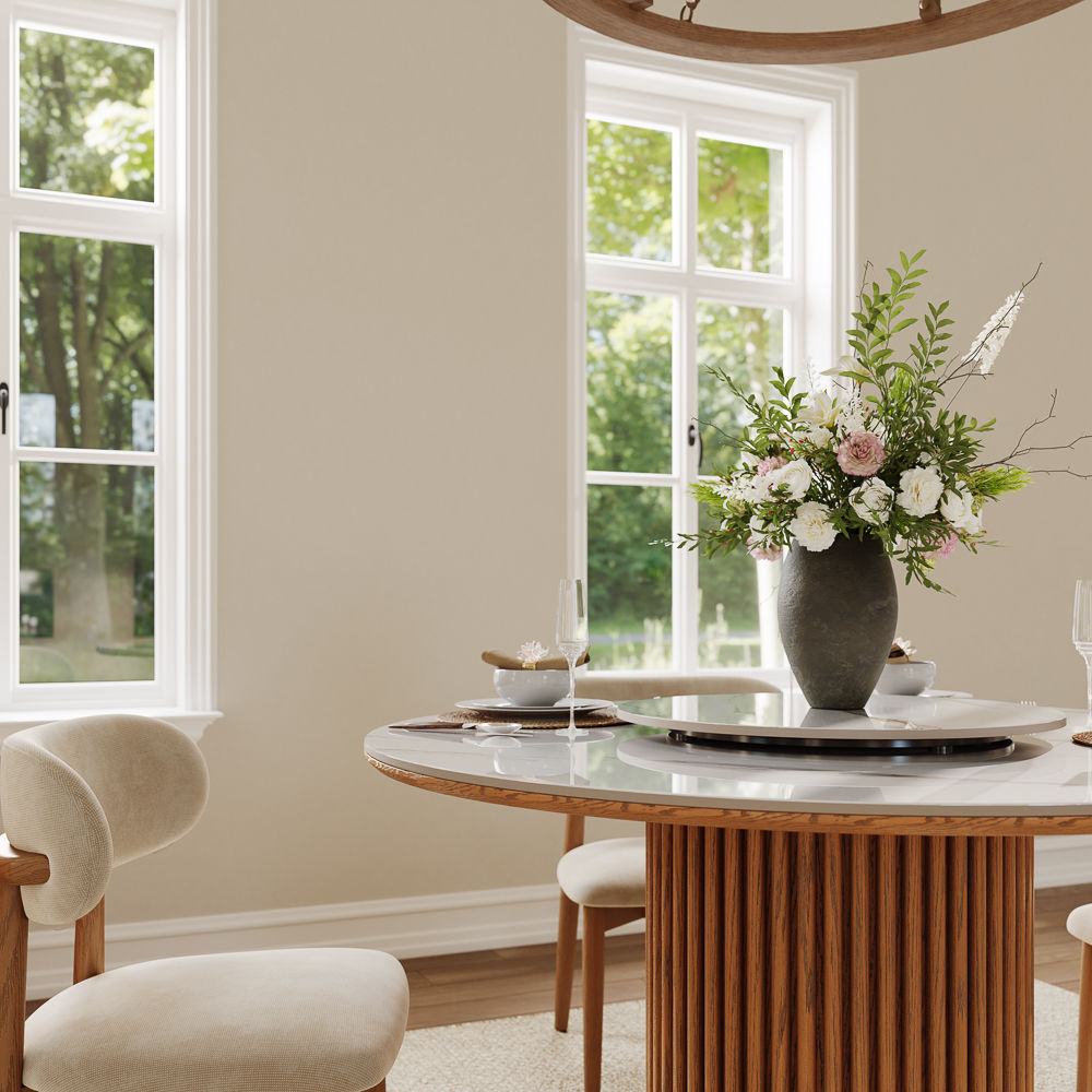 Mid Century Modern White Sintered Stone Dining Tables