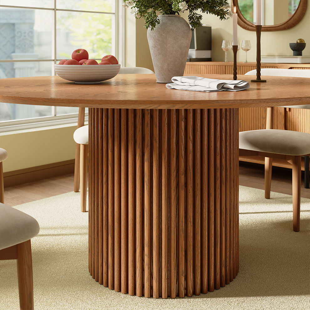 Glossy Sintered Stone Walnut Color Plywood Dining Tables