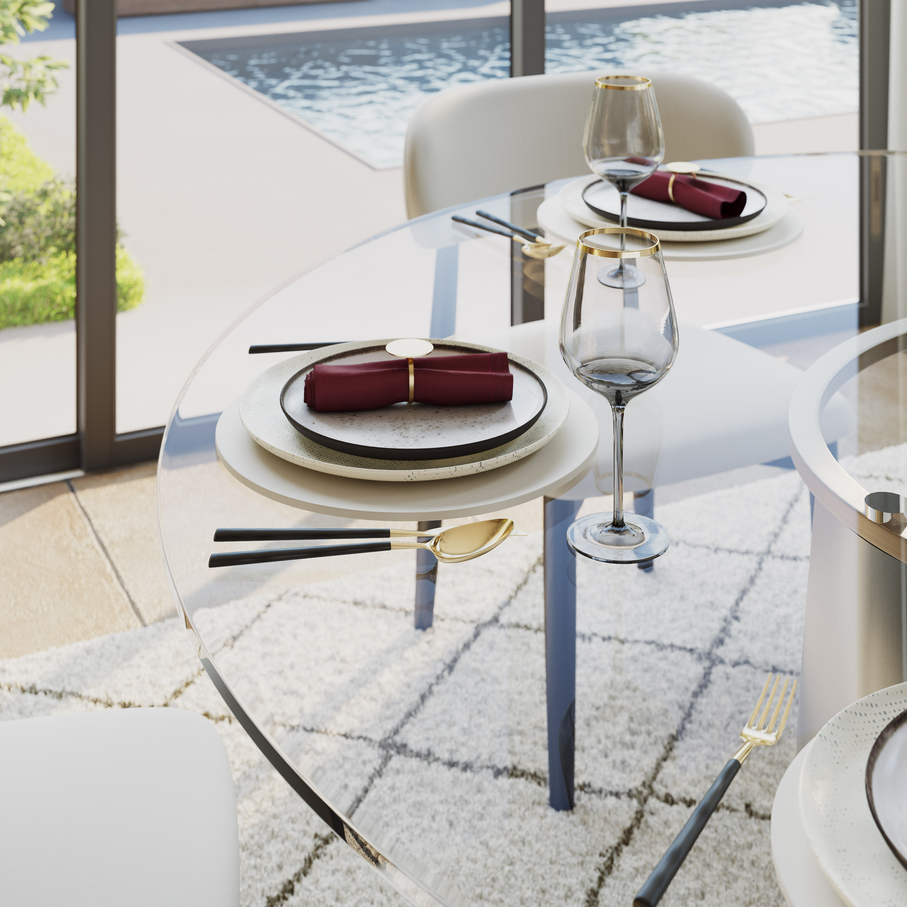 Hobart Clear Tempered Glass Dining Tables