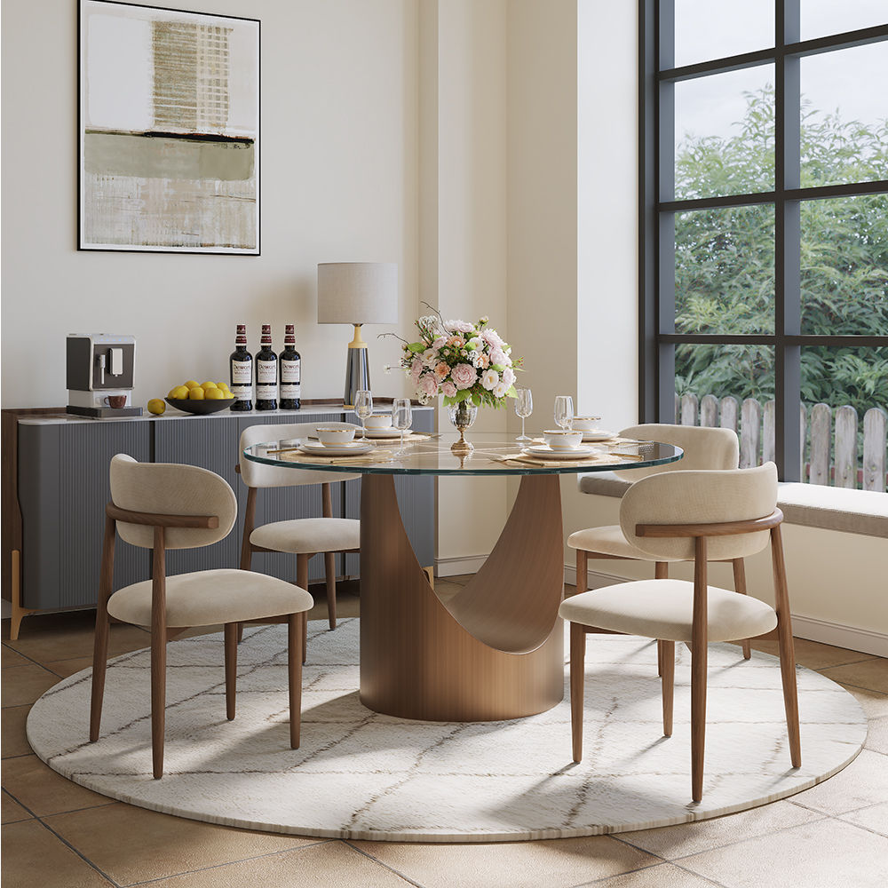 Pedestal Clear Tempered Glass Dining Tables