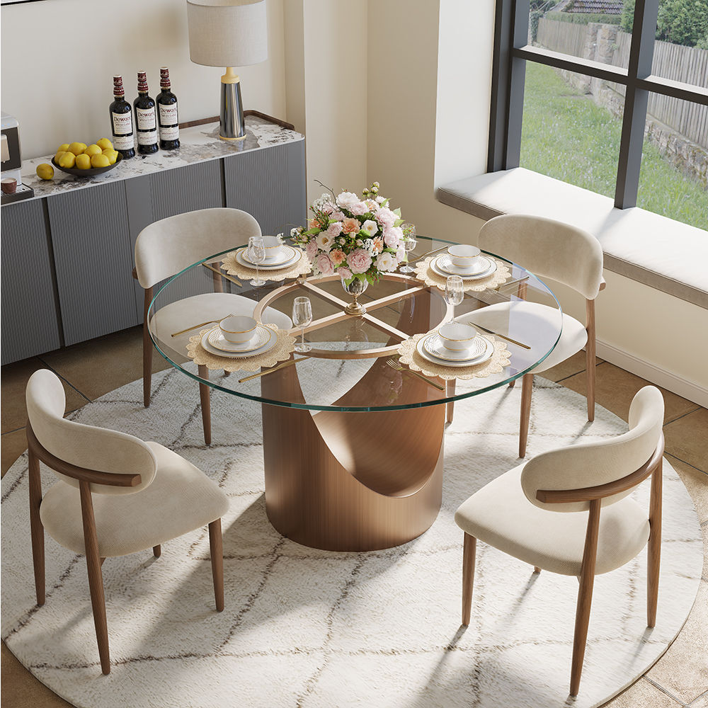 Breakfast Nooks Clear Tempered Glass Dining Tables
