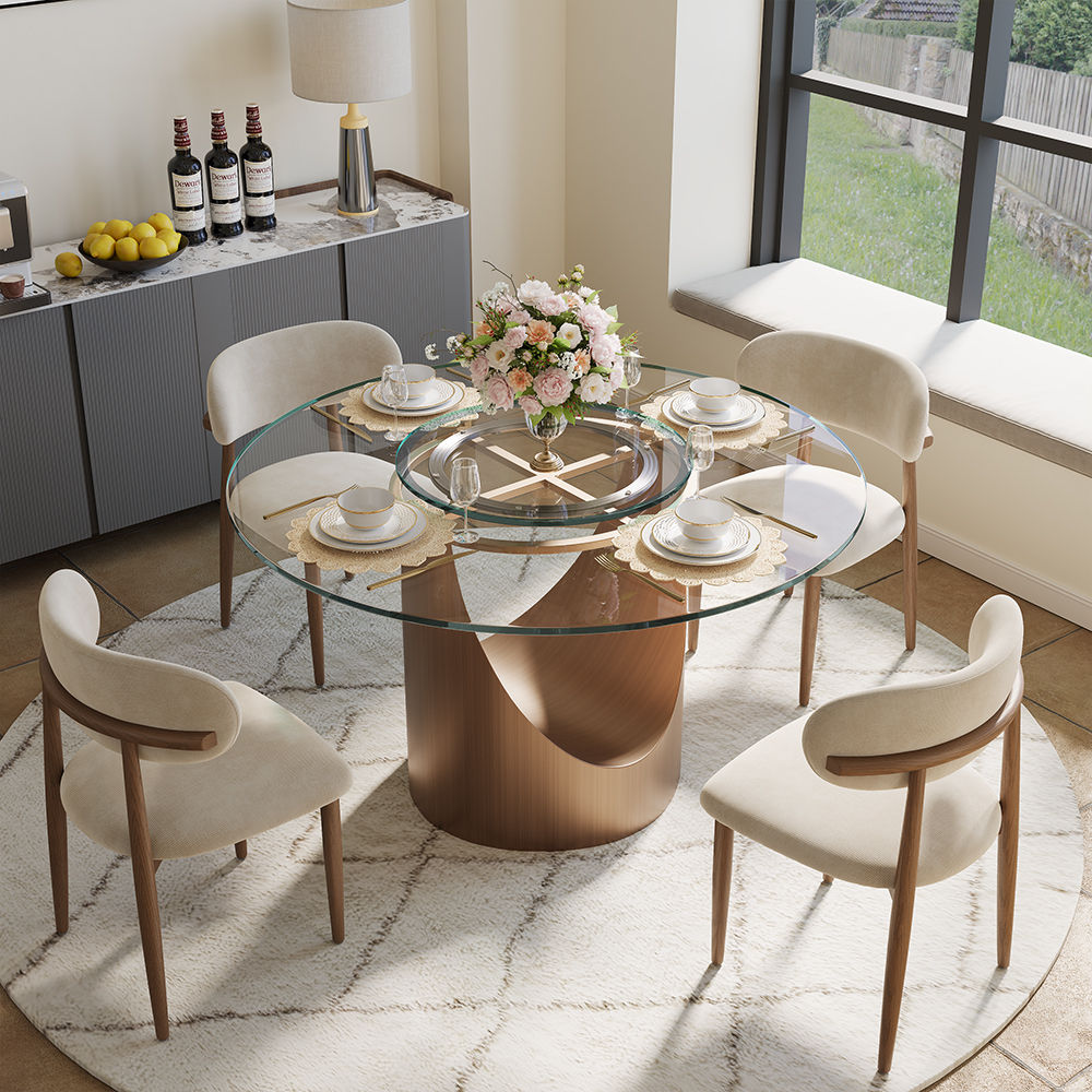 Bronze Clear Tempered Glass Dining Tables