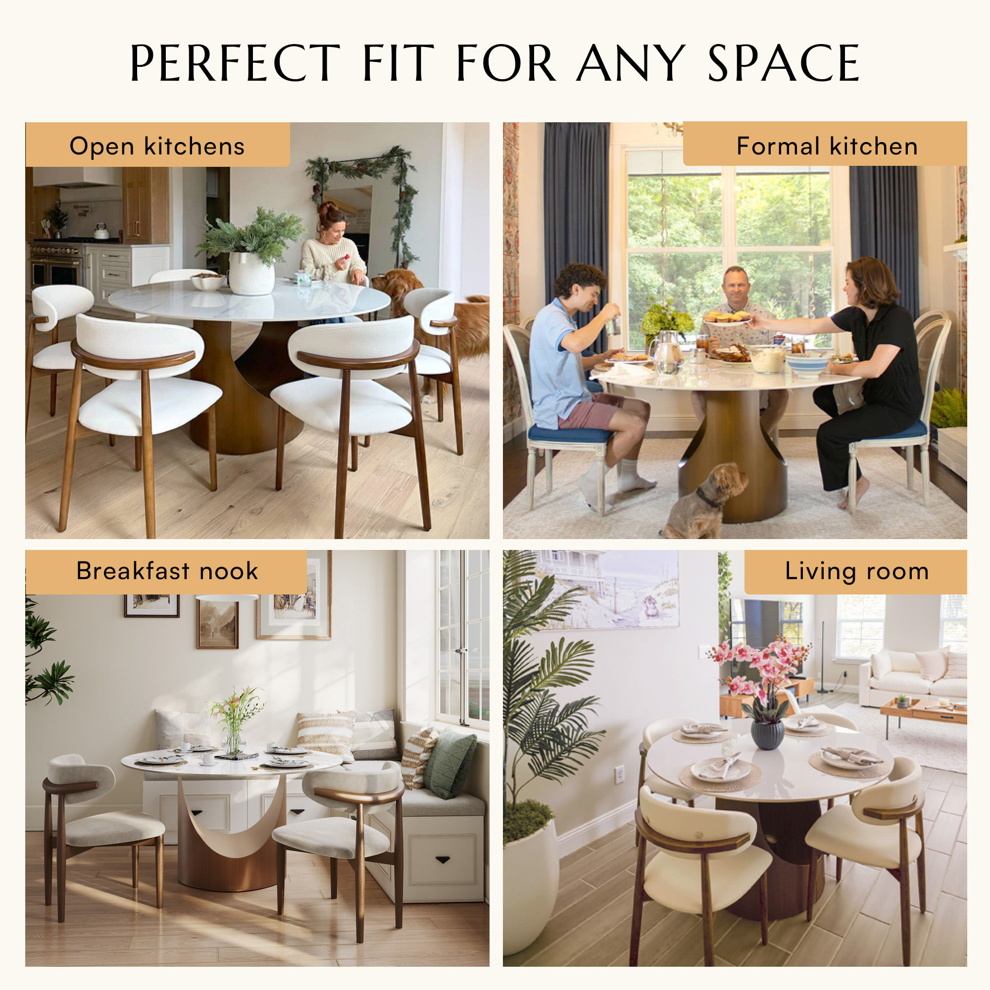 Seats 6 White Glossy Sintered Stone Dining Tables