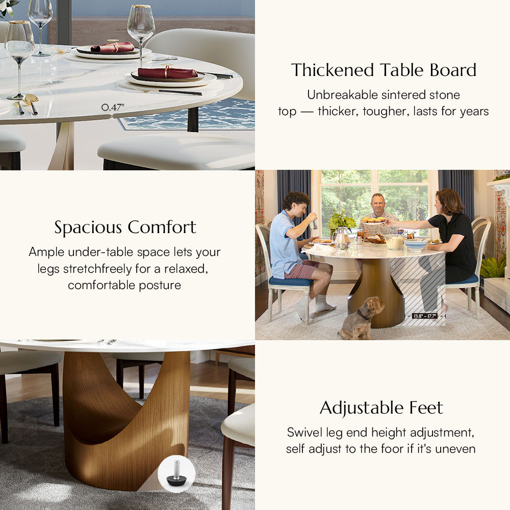 Office White Glossy Sintered Stone Dining Tables