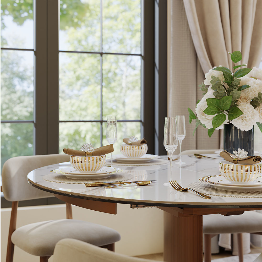 Breakfast Nooks Pandora Glossy Sintered Stone Dining Tables