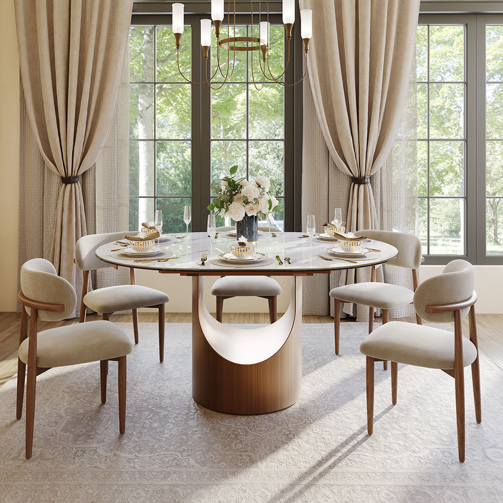 Oval Pandora Glossy Sintered Stone Dining Tables