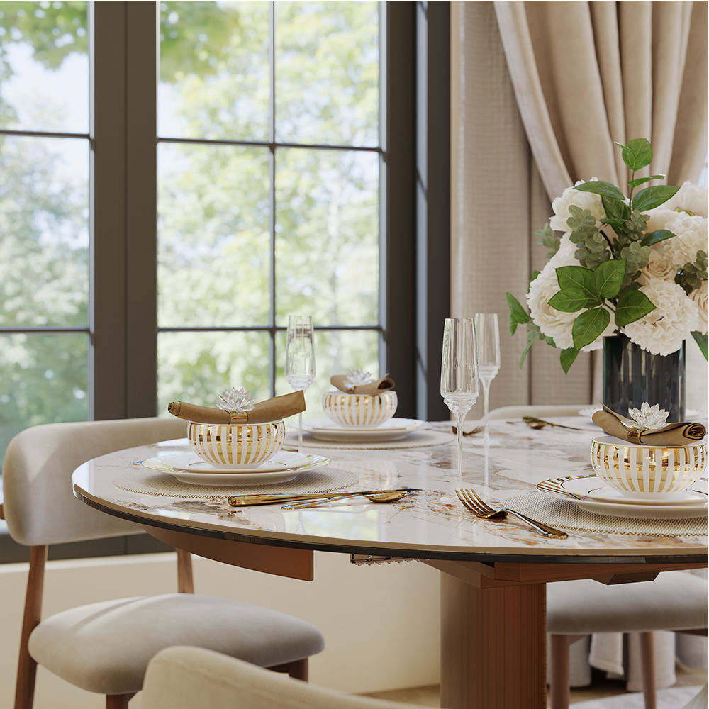 Small Space Pandora Glossy Sintered Stone Dining Tables