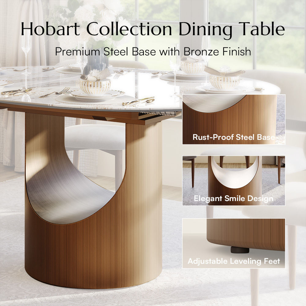 Sintered Stone White Glossy Sintered Stone Dining Tables