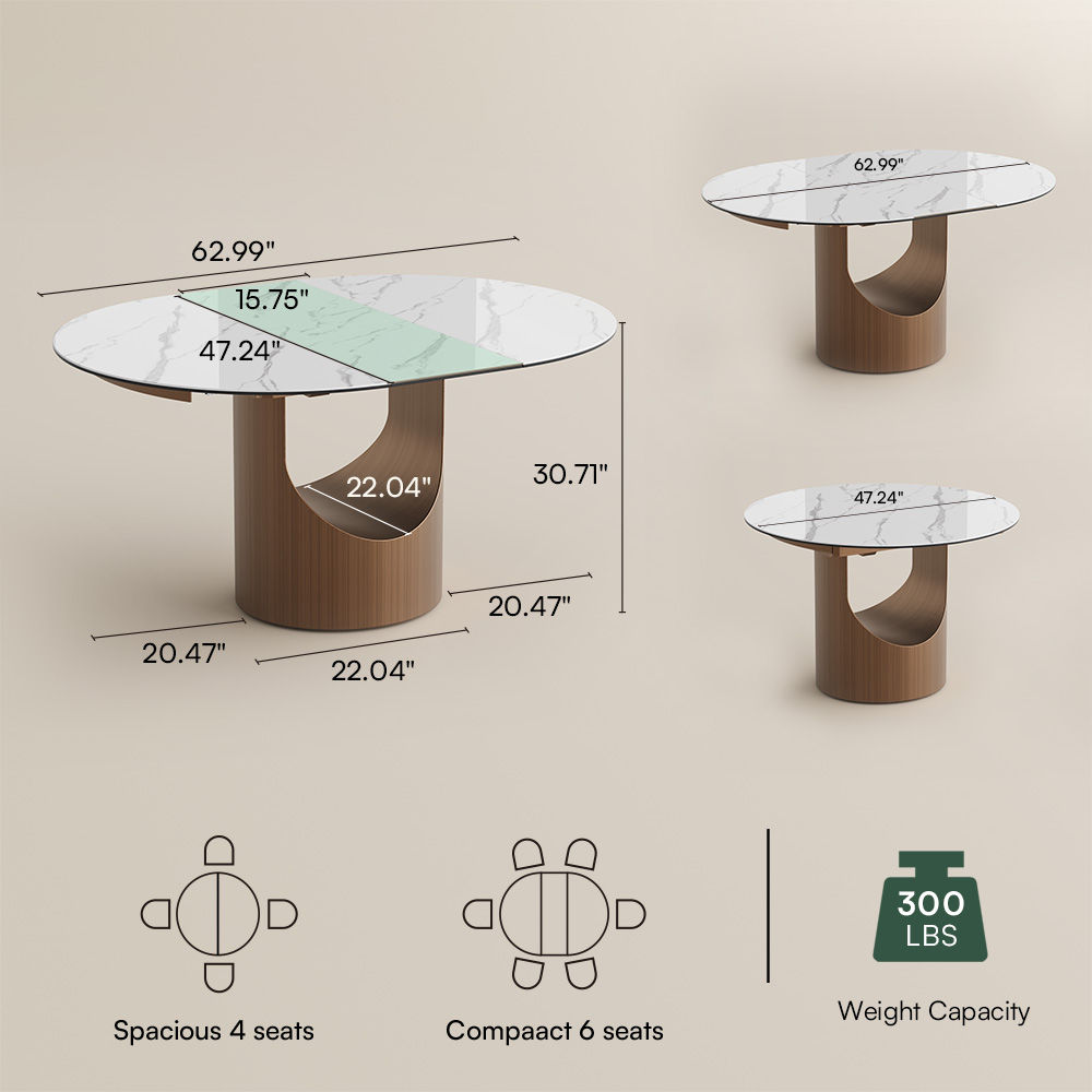 Pandora White Glossy Sintered Stone Dining Tables