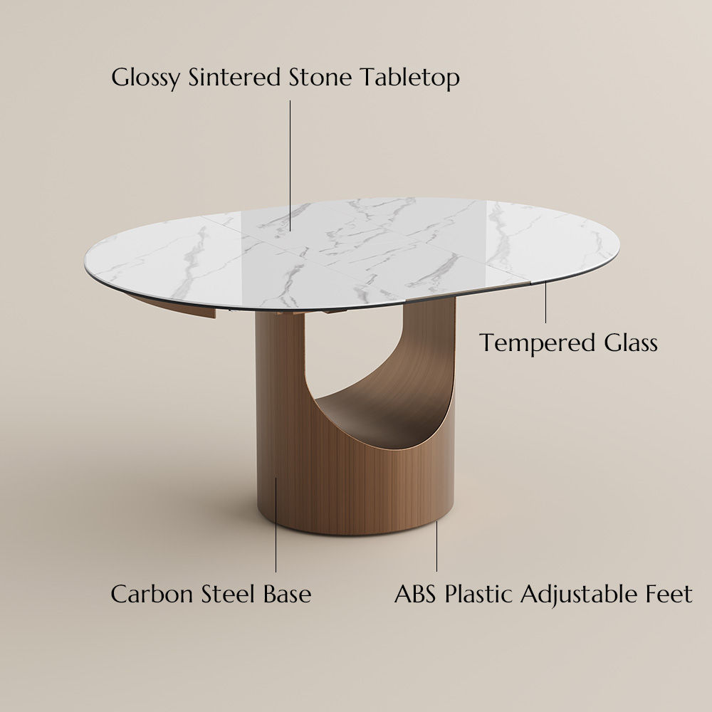 Round White Glossy Sintered Stone Dining Tables