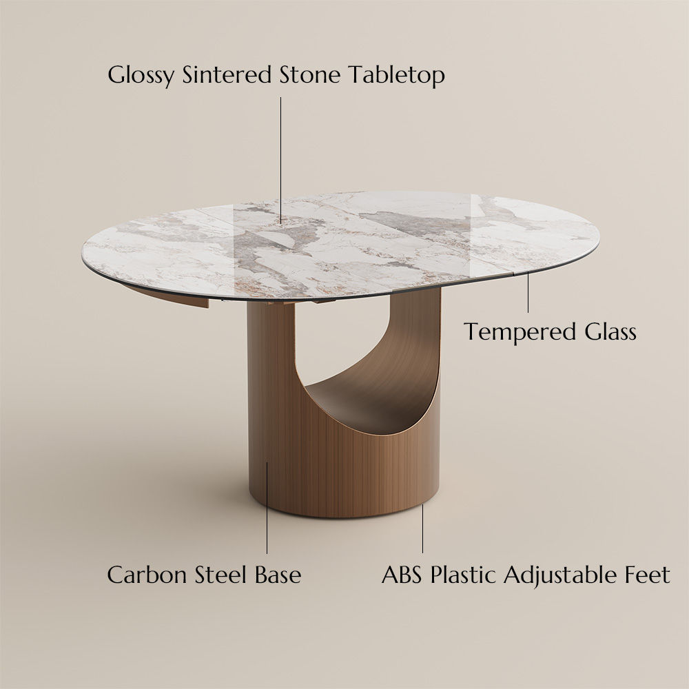 Bedroom Pandora Glossy Sintered Stone Dining Tables