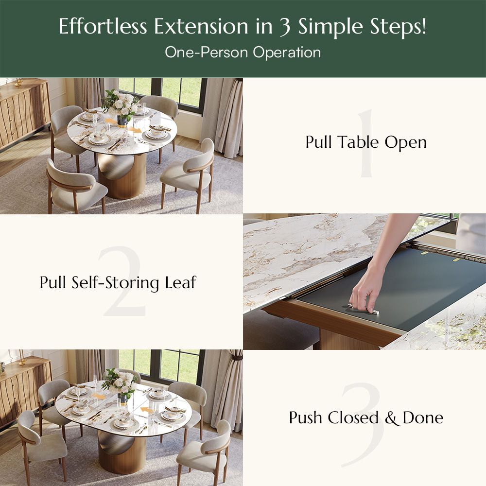 Living Spaces Pandora Glossy Sintered Stone Dining Tables