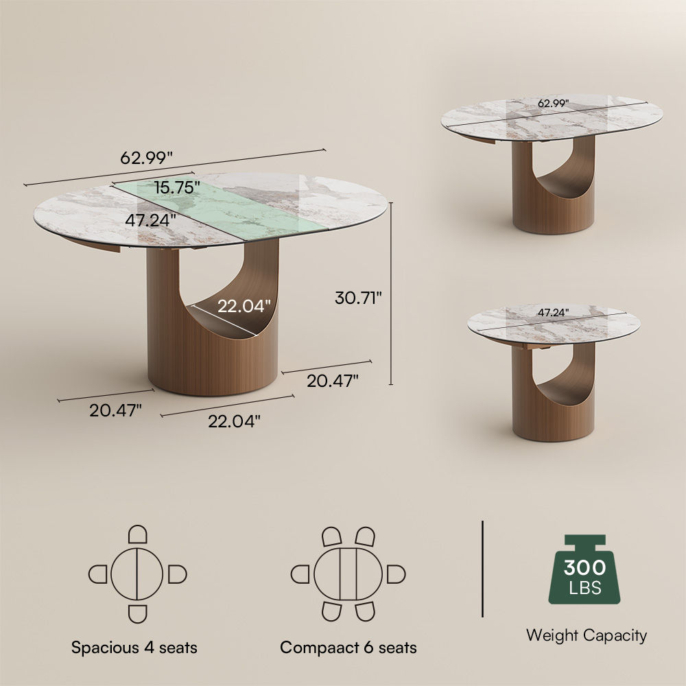 Round Pandora Glossy Sintered Stone Dining Tables