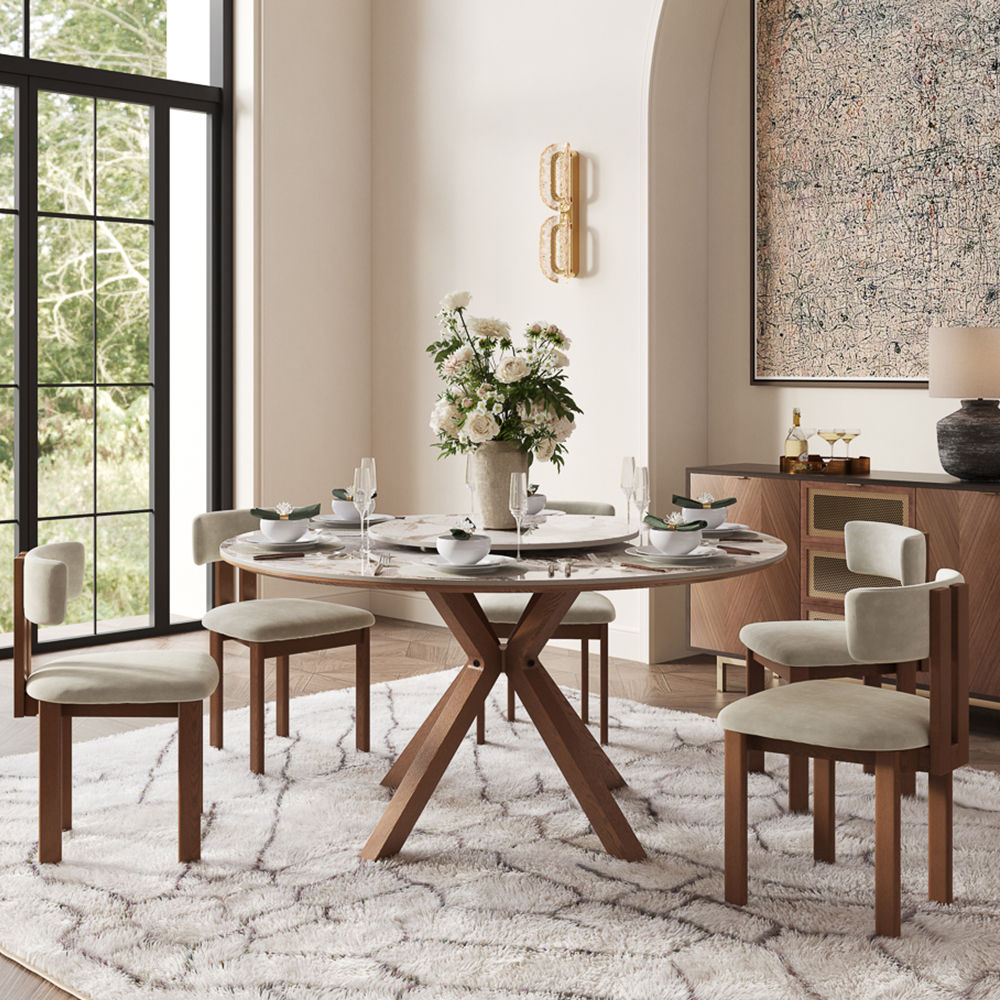 Round Pandora Glossy Sintered Stone Dining Tables