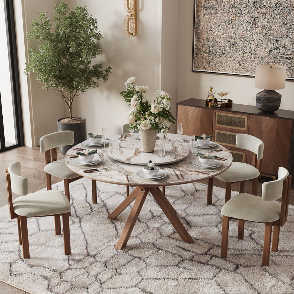 Mid Century Modern Pandora Glossy Sintered Stone Dining Tables