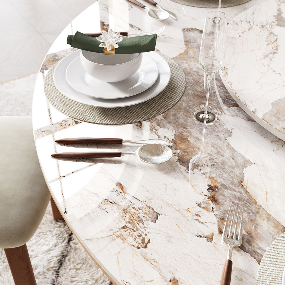 Gaming Room Pandora Glossy Sintered Stone Dining Tables