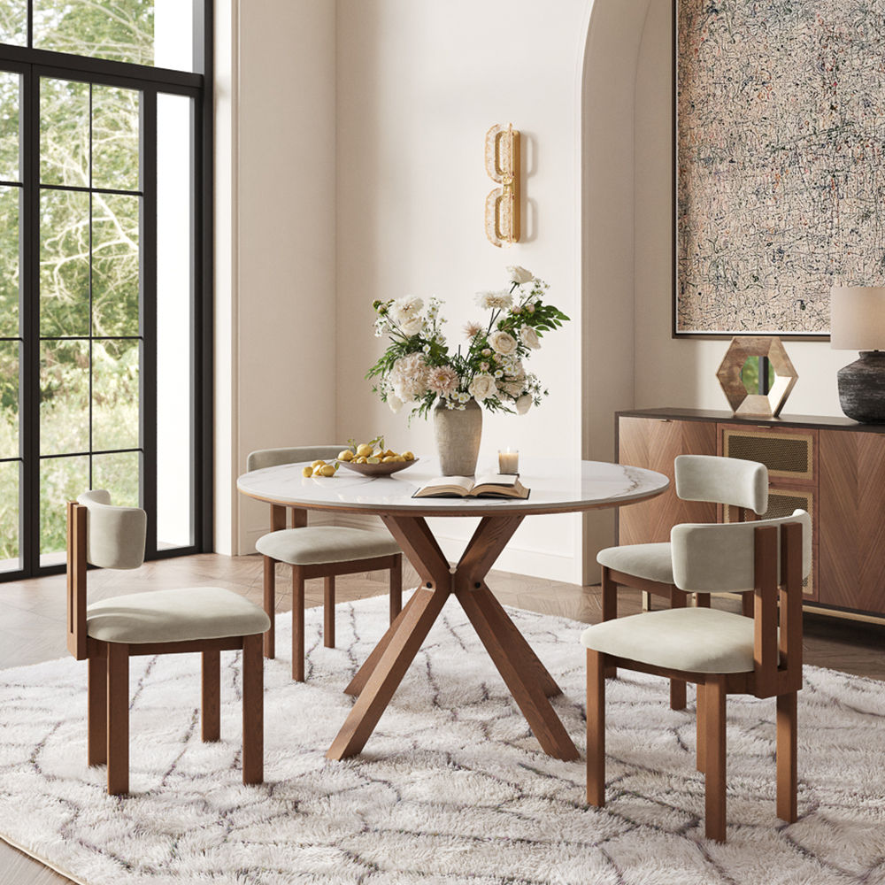 Living Room White Glossy Sintered Stone Dining Tables