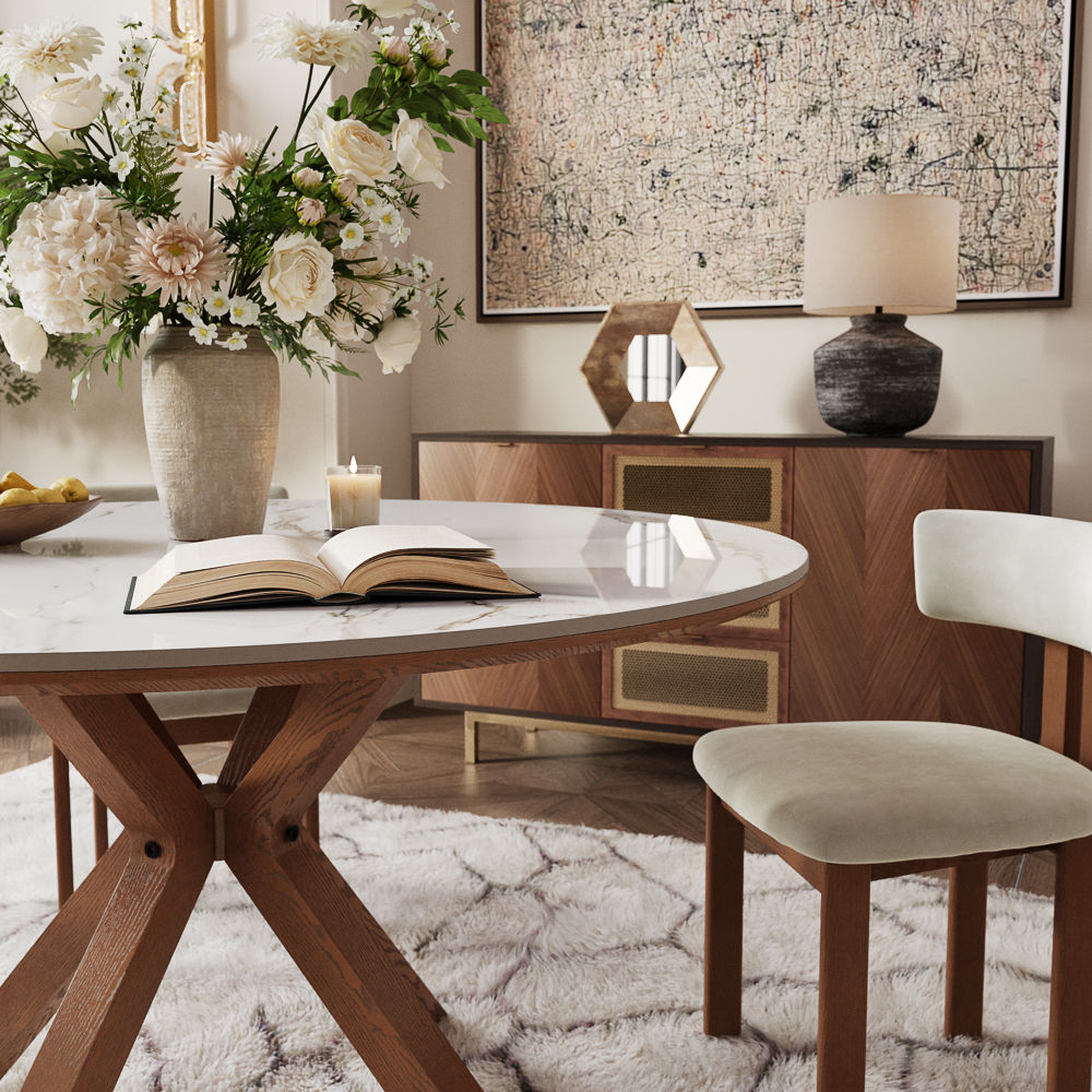 Small Space White Glossy Sintered Stone Dining Tables