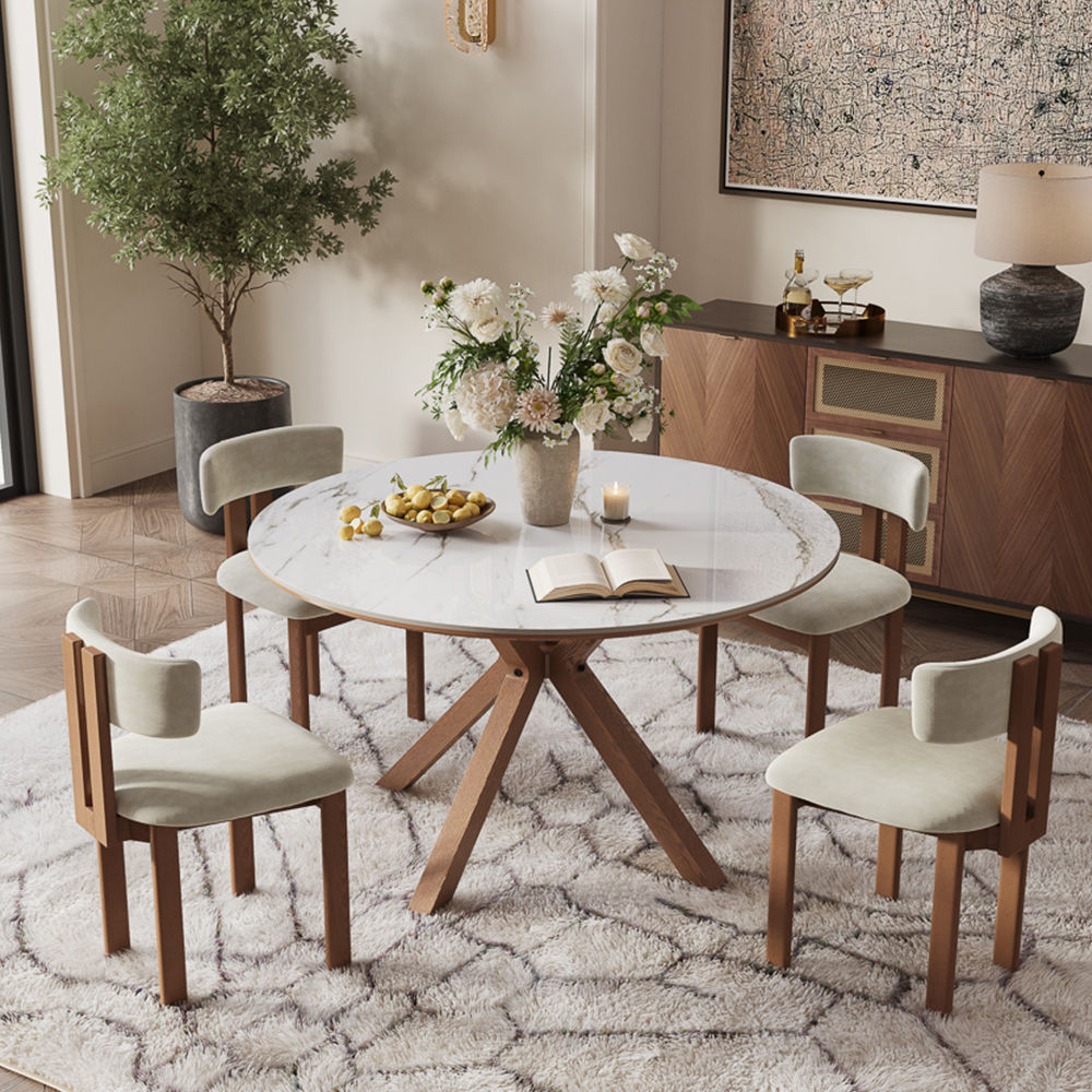 Living Spaces White Glossy Sintered Stone Dining Tables