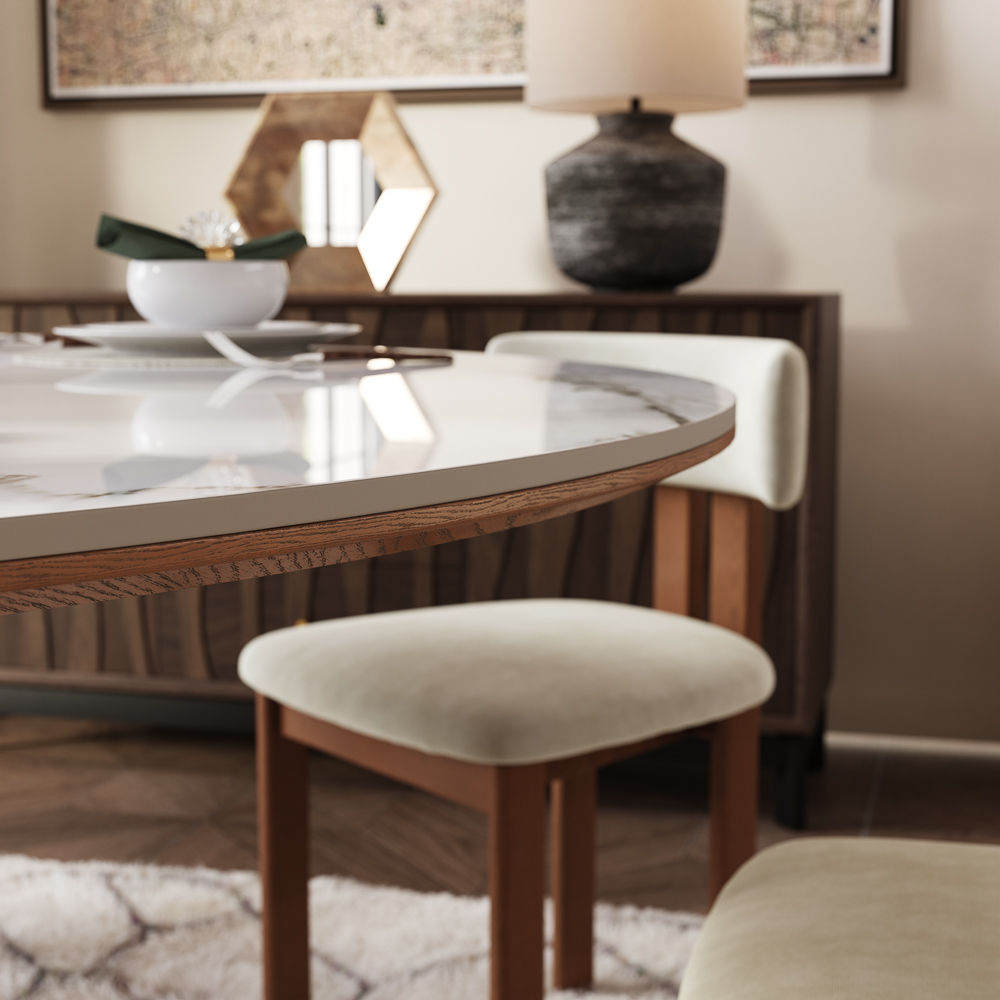 Living Room White Glossy Sintered Stone Dining Tables