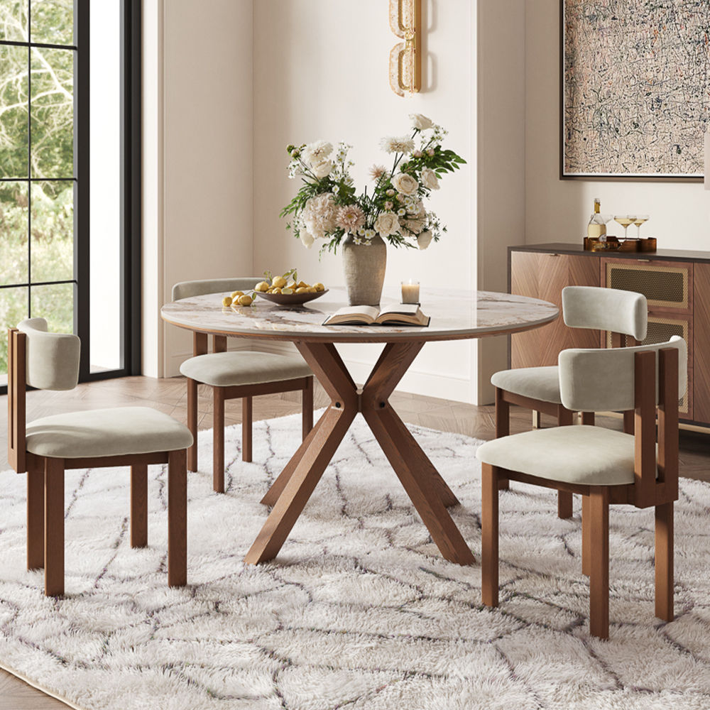 Mid Century Modern Pandora Glossy Sintered Stone Dining Tables