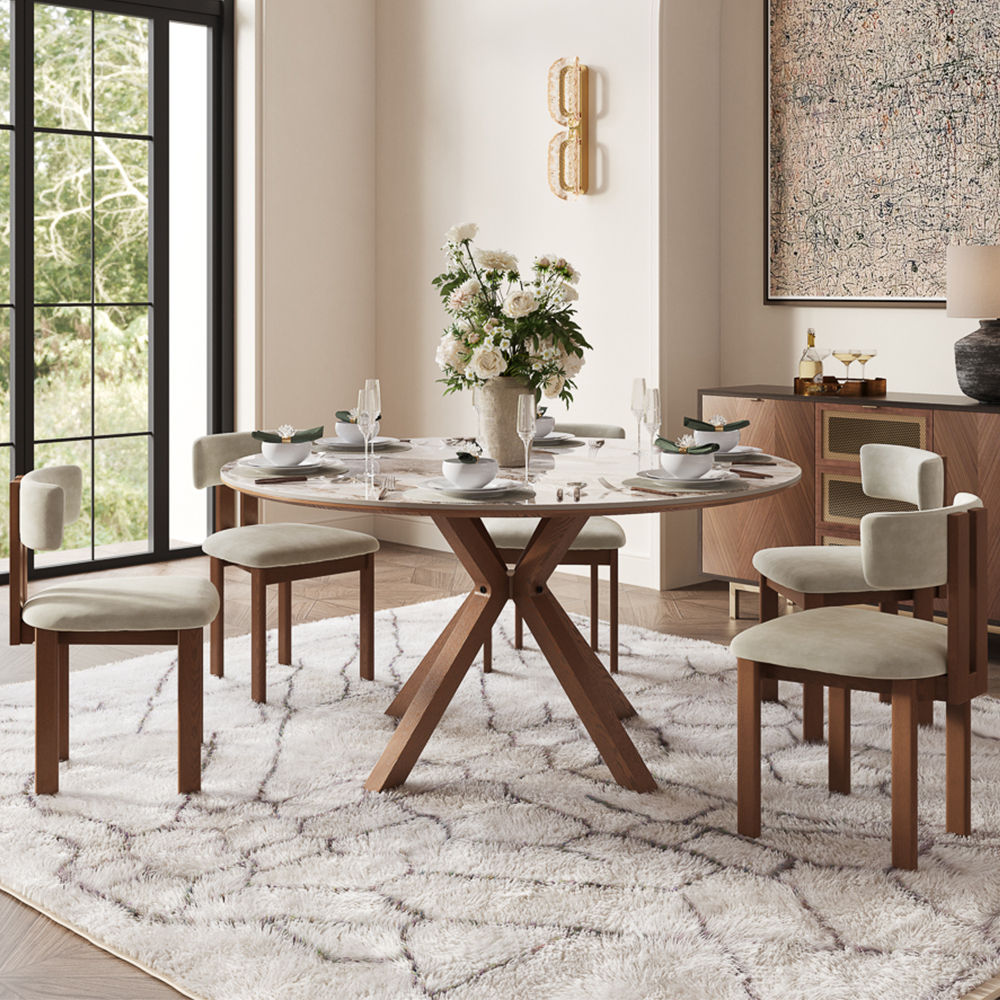 Seats 6 Pandora Glossy Sintered Stone Dining Tables