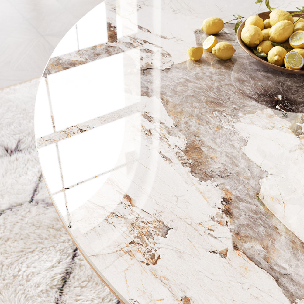 Glossy Sintered Stone & Wood Pandora Glossy Sintered Stone Dining Tables