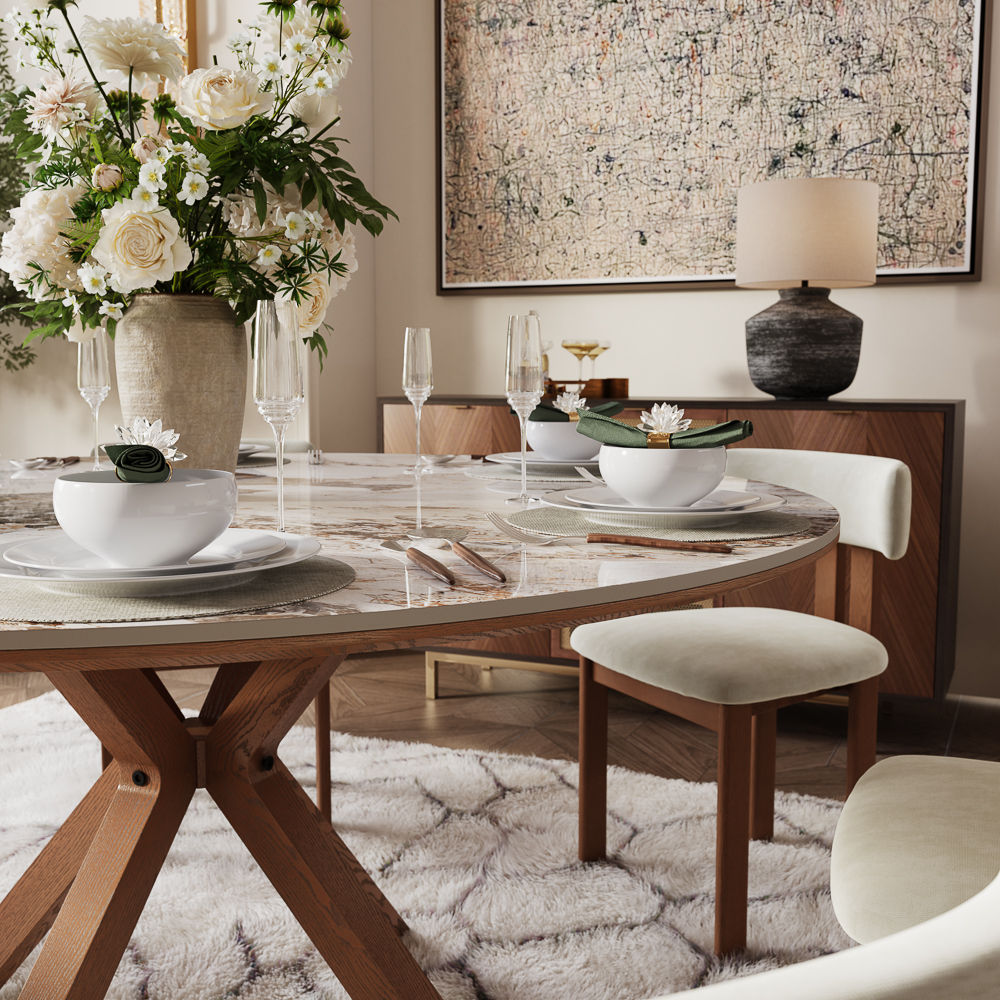 Seats 4 Pandora Glossy Sintered Stone Dining Tables