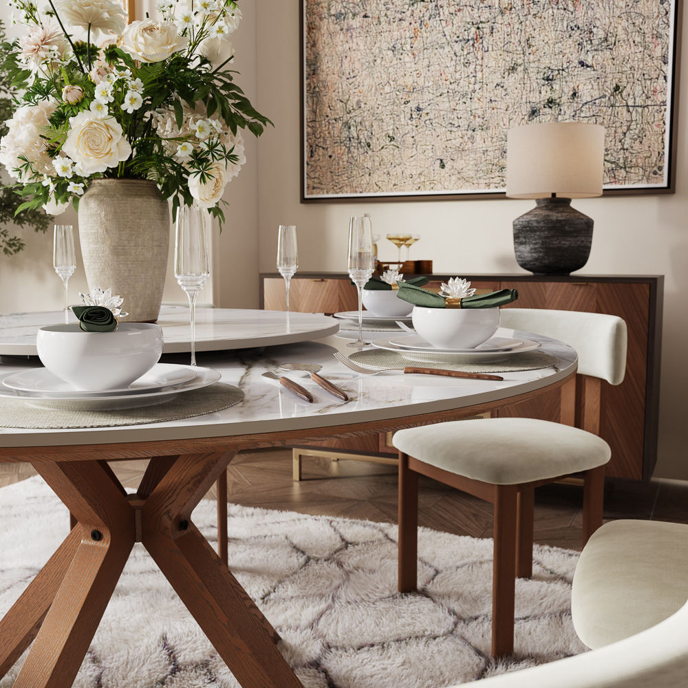 Small Space White Glossy Sintered Stone Dining Tables