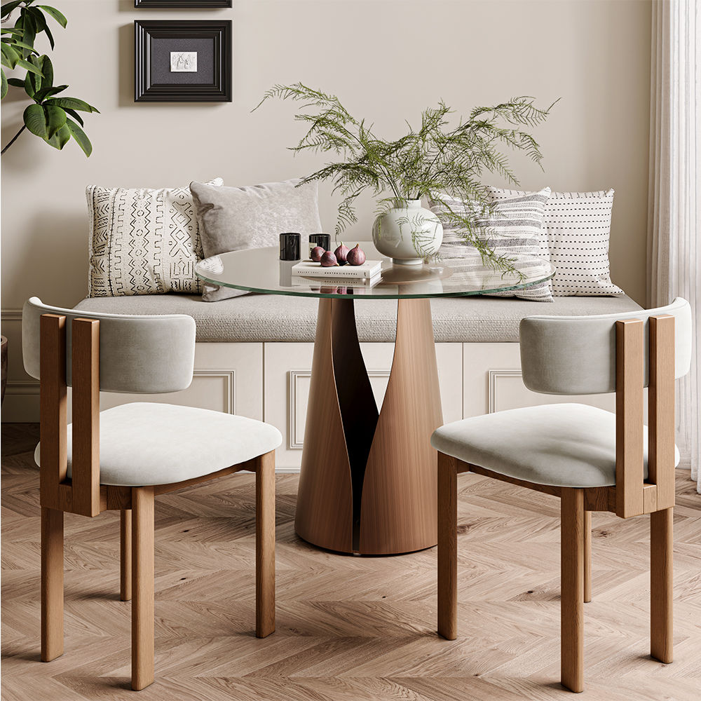 Breakfast Nooks Clear Tempered Glass Dining Tables