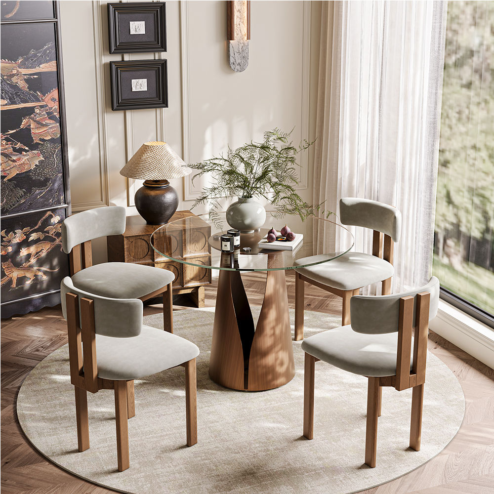 Partial Assembly Required Clear Tempered Glass Dining Tables