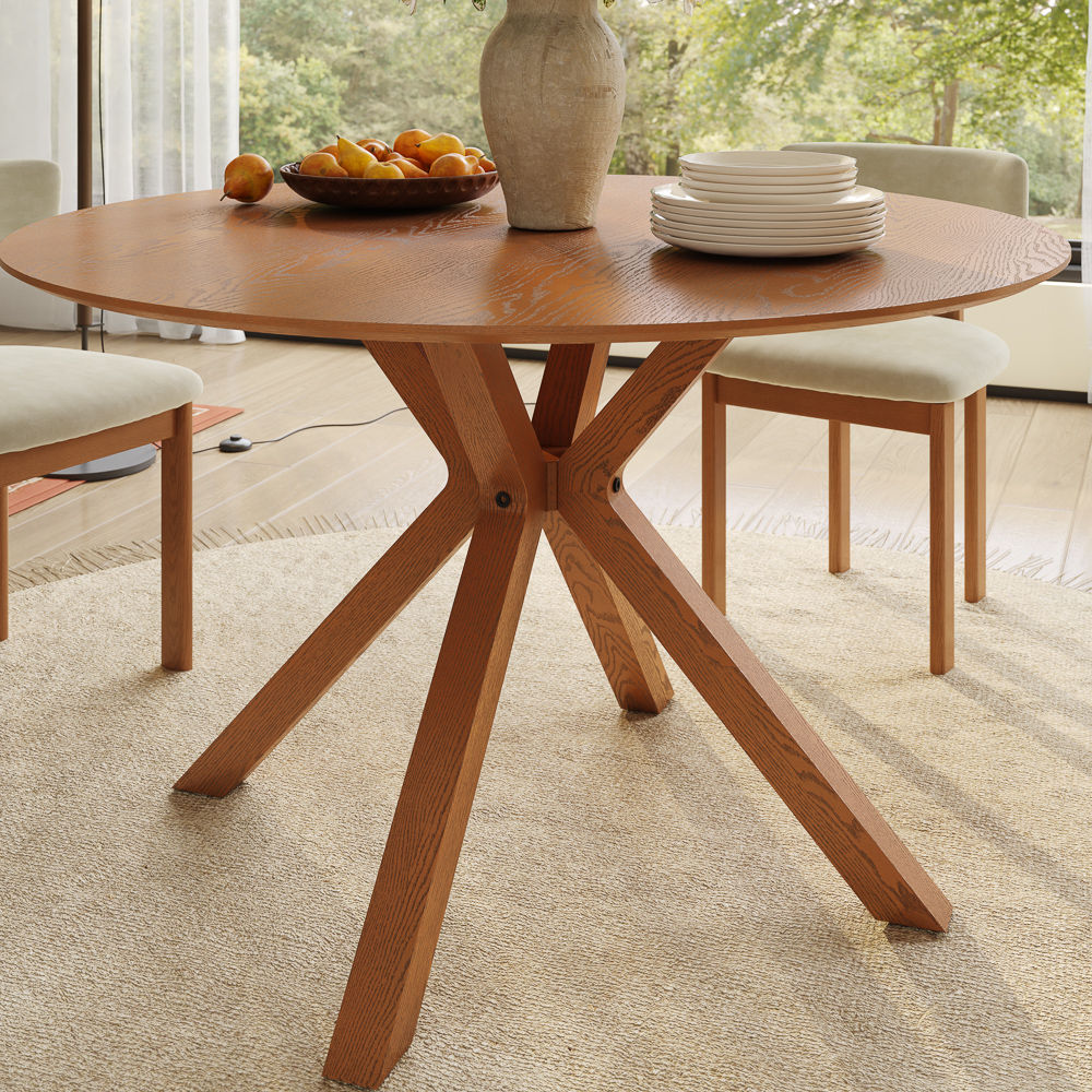 Seats 4 Walnut Color Plywood with Walnut Veneer Dining Tables