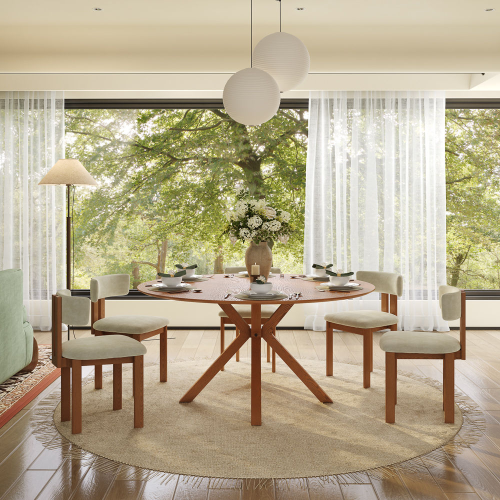 Partial Assembly Required Walnut Color Plywood with Walnut Veneer Dining Tables