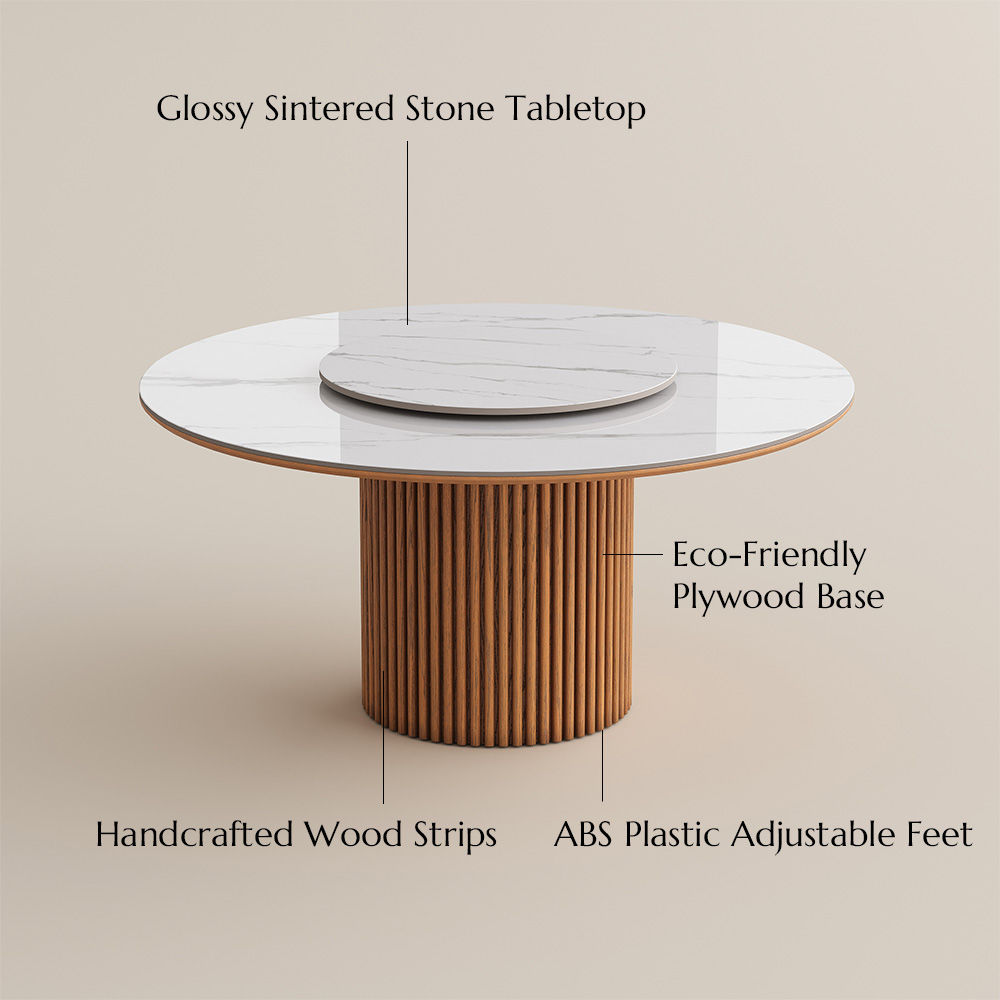 Mid Century Modern White Sintered Stone Dining Tables